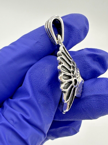 Men's Women's 925 Sterling Silver Indian Head Chief Headdress Pendant 1.5” - Picture 13 of 20