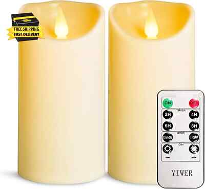 Flameless Plastic LED Candles,Pack of 2 Battery Operated Flickering Candle with 