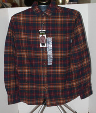 NWT Eddie Bauer Men's Bristol Flannel L/S Cognac Plaid Shirt, Small
