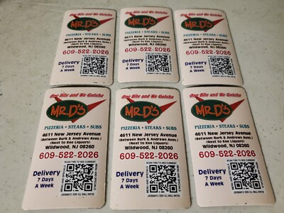 6 Lot Rare One Bite Mr. D's Wildwood NJ Pizzeria Refrigerator Magnets 3.5'' x 2''
