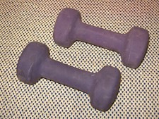 Pair of 2 Prospirit 5 lb. Dumbbells Cast Iron w/ Purple Neoprene Coating
