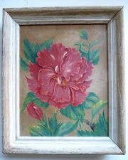 RUTH CYRIL, LISTED VINTAGE OIL PAINTING SIGNED FLORAL FLOWERS STUDY MID CENTURY
