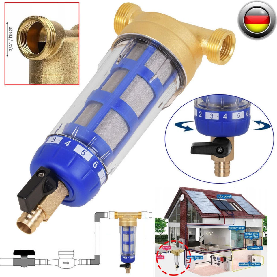 Rückspülfilter Vorfilter Entkalken Regler Wasserfilter Wasserreiniger 3/4 Zoll~ - Bild 2 von 4