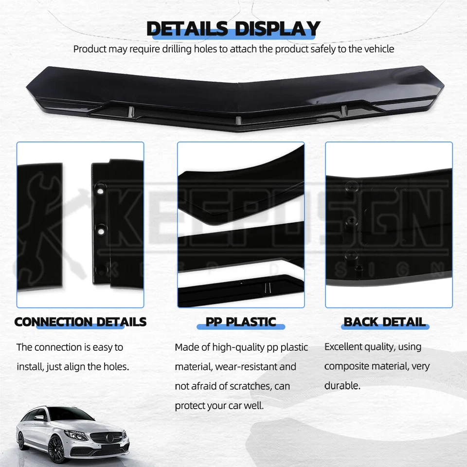 Kit de piezas de carrocería de alerón divisor de labios parachoques delantero brillante BK para Lamborghini Urus Foto 4 de 4