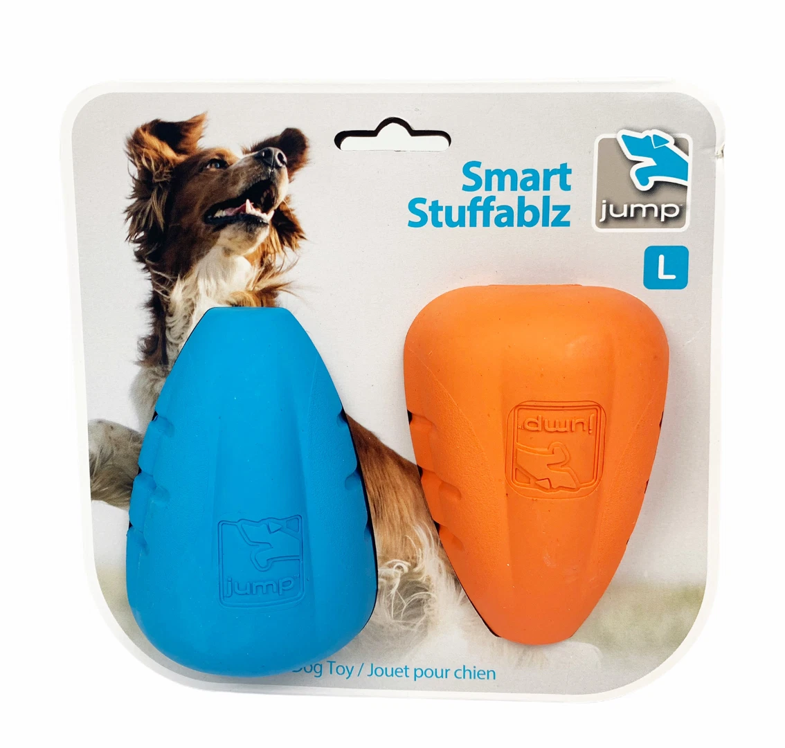 Smart Stuffablz Jump L Large Durable Tough Rubber Set 2 Dog Toy Hole Treat  Hider