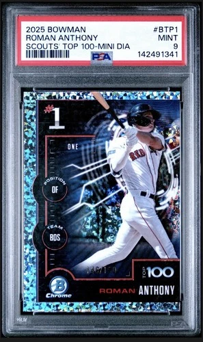 2025 Bowman Top 100 Roman Anthony Mini-Diamond Refractor /150 (RC) PSA 9 #BTP-1