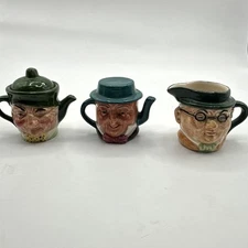 Vintage Artone 2 Face Small Toby Character Jugs Mugs Lot 3 Hand Painted England