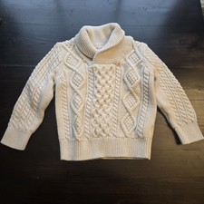 GAP Toddler Ivory Cream Cable Knit Pullover 100 Cotton Sweater, 2T 2 Year
