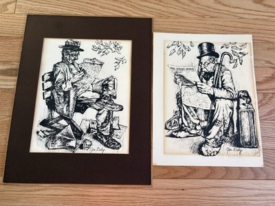 Jim Daly Art Prints : Hobo Reading Wall Street Journal  & Still Trying Racing