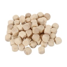 50pcs Blank Wooden Dice 8mm 0.3 Inch Unfinished Wooden Cube Rounded Corners