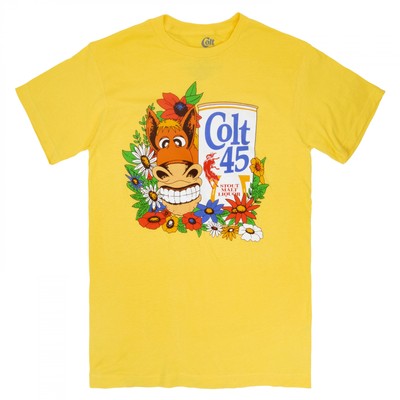 Colt 45 Stout Malt Liquor Floral T-Shirt Yellow