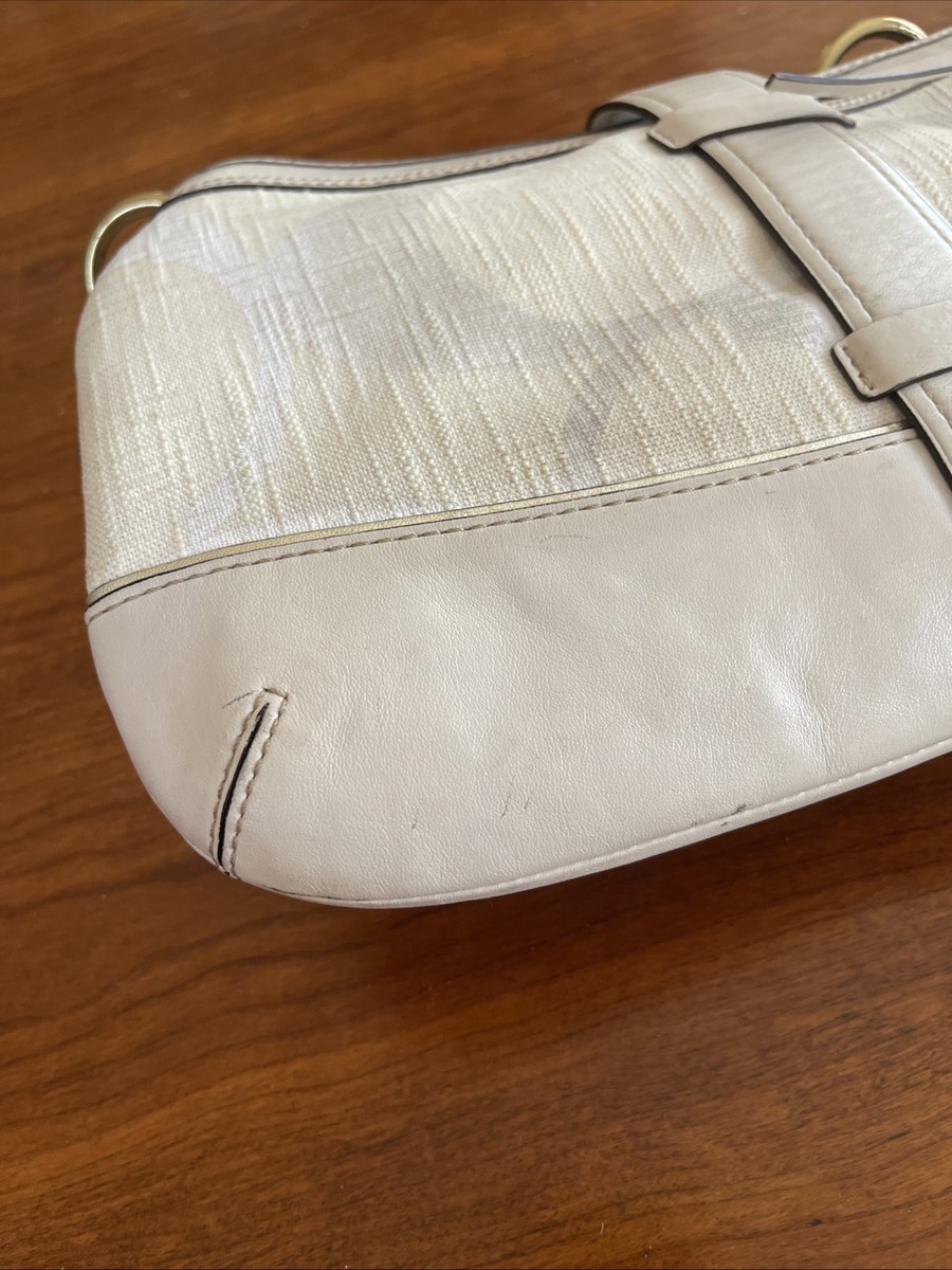 Coach Legacy Signature Ivory and Beige Shoulder Purse Handbag Rare
