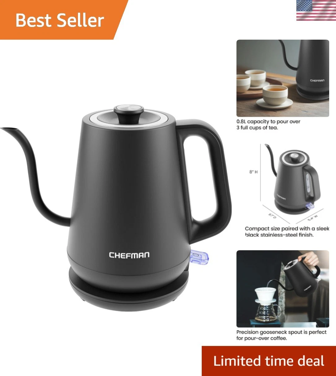Gooseneck Electric Kettle, 0.8L Pour Over Tea Kettle for Coffee and Tea, One-...
Opens in a new wind