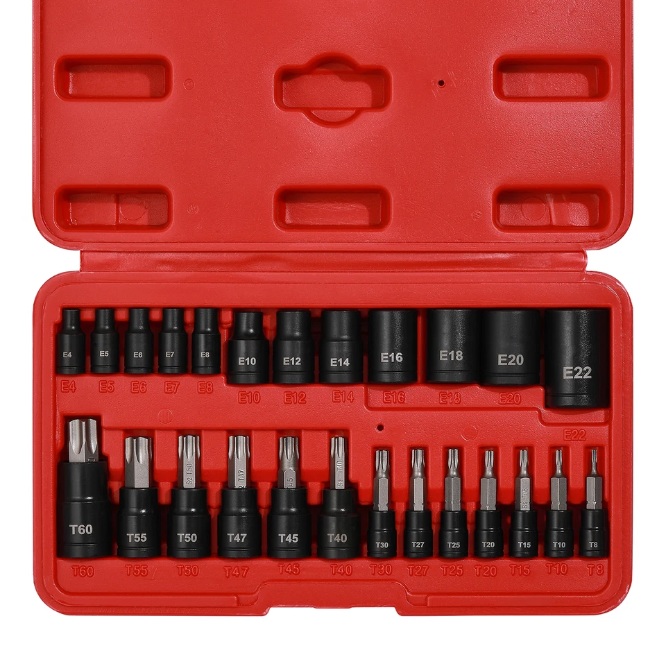 25PCS Torx Bit Socket and External Socket Set T8- T60 & 12 Female E-Torx Sockets - image 2 of 4