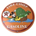 Vintage Texaco Sign - Mickey Mouse Disney Comic Gas Pump Porcelain Sign