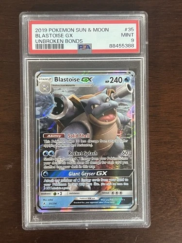 Blastoise GX 35/214 Sm-Unbroken Bonds Holo - PSA 9