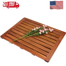  24"x18" Teak Wood Bath Mat, Shower Mats for Bathroom, Large