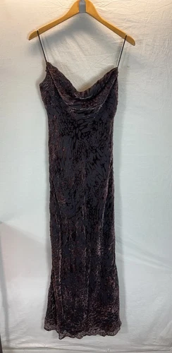 VTG Oleg Cassini size 8 Black slip dress silk burnout velvet Witchy Goth