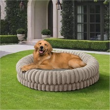 Donut Dog Bed Round Large Washable Orthopedic Calming with Anti-Slip Bottom