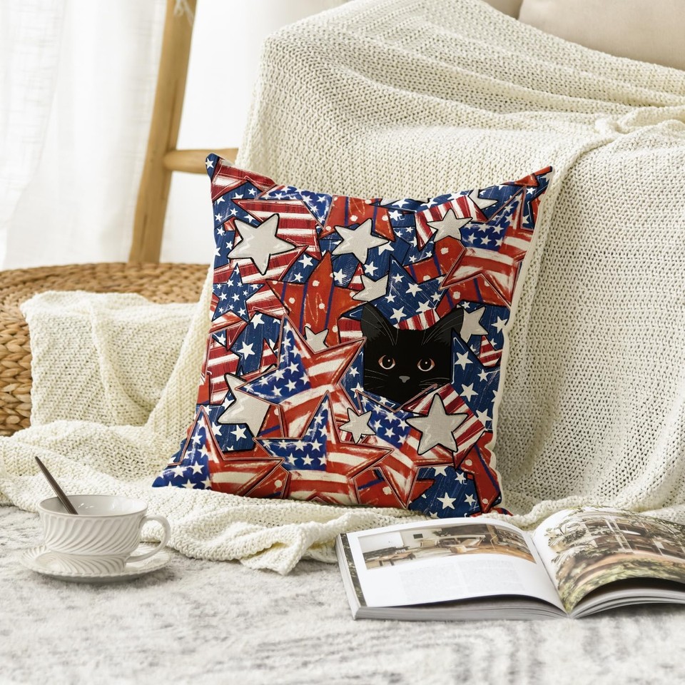 AVOIN colorlife 4th of July Patriotic Stars Black 18