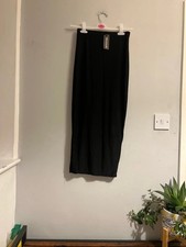 PrettyLittleThing Size 6 Black Slinky Maxi Skirt Smart Casual Funeral Goth Party