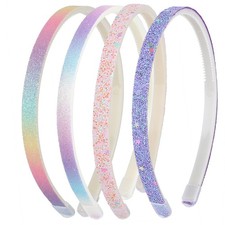 Glitter Headband, 4pcs Plastic Sparkly Cute Non Slip Chunky Hairbands, Thick ...