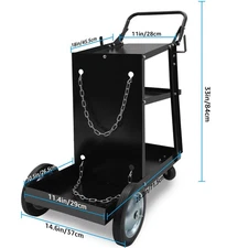 Heavy Duty 3-Tier Welding Cart | 1000LB Capacity, Locking Casters & Tool Holder