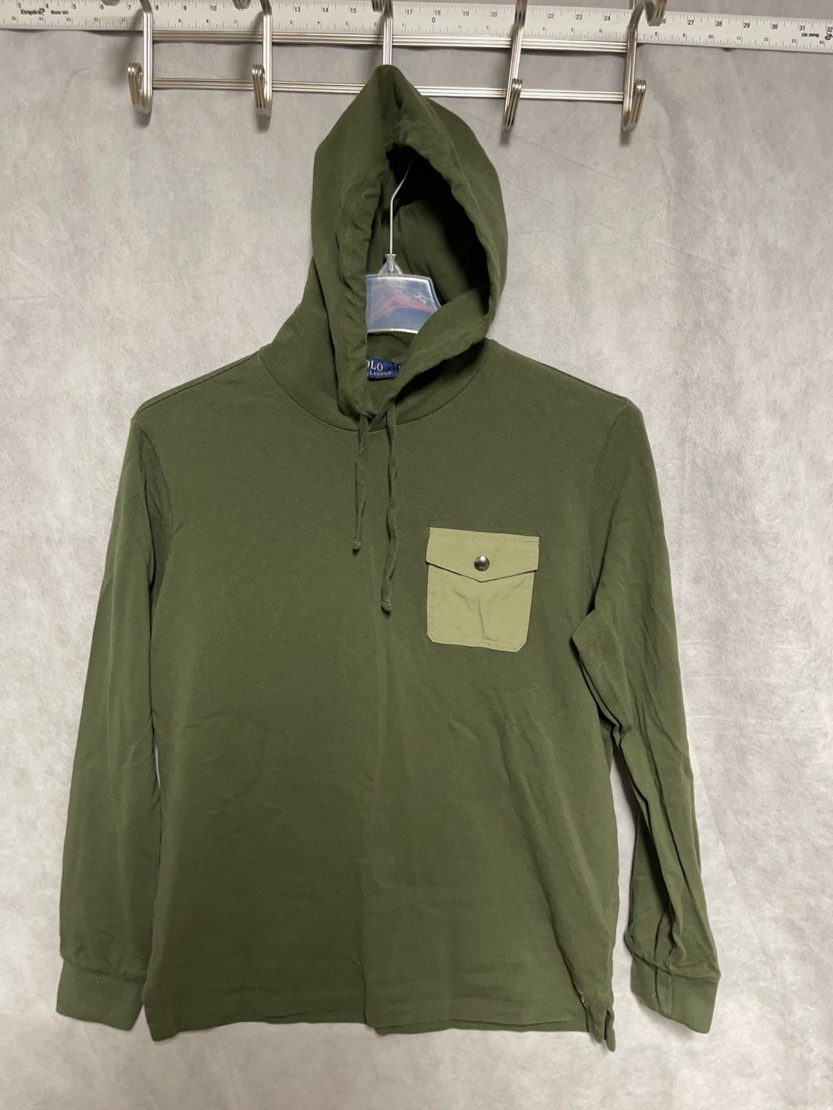 Polo Ralph Lauren Felpa con Cappuccio Uomo L Verde Piqué Termica Attiva Outdoor Casual Pony