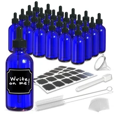 Nevlers 4 oz Cobalt Blue Glass Dropper Bottle (Set of 24)