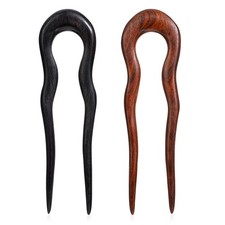 2 Pack Wooden Hair Sticks for Women, U Shaped Hair Fork, French U Shaped Hairpin