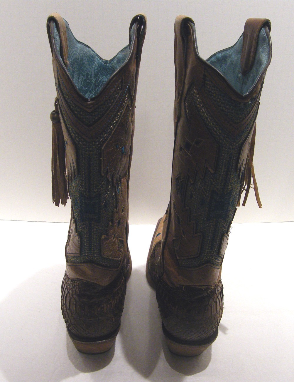 Corral Vintage C2693 Python Aztec Indian Teal/Bro… - image 4