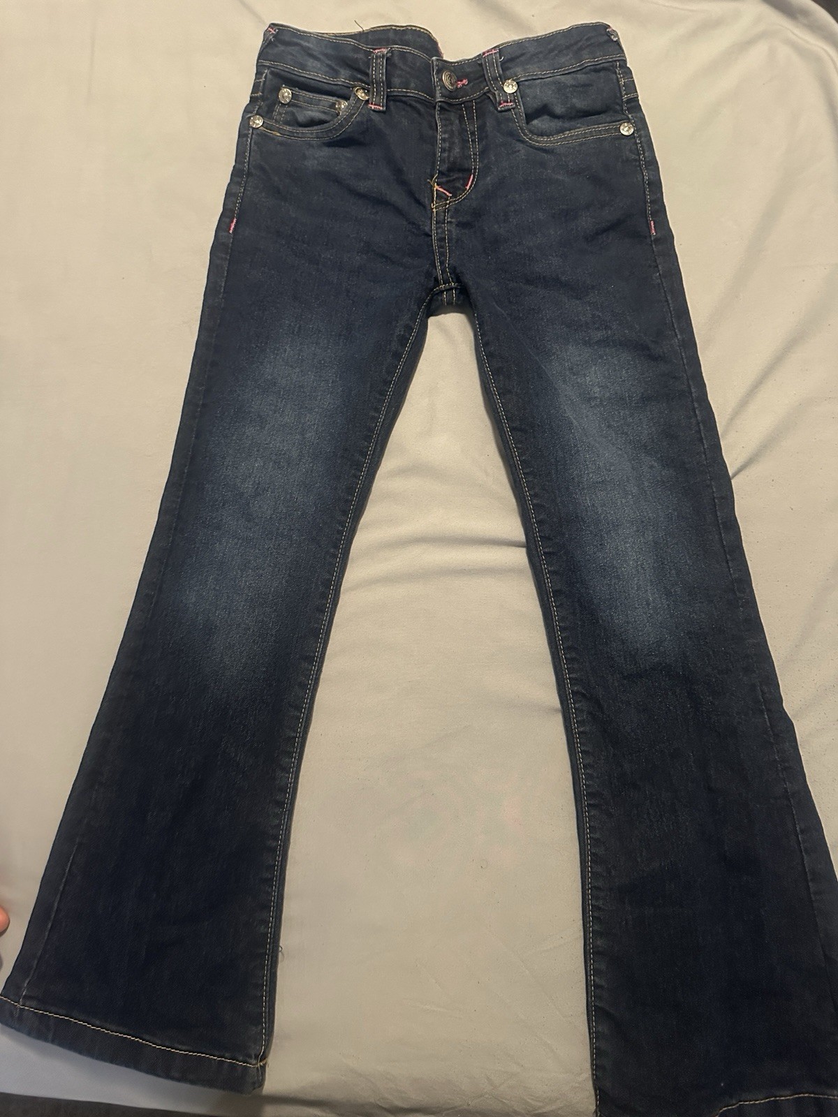 True Religion Little Girls Pink Denim 10/12 Jeans Flared Leg thumbnail 3