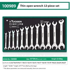 Ultra Thin Wrench Set 6-27mm Dual Head Open End Box Spanner Car Repair Tool