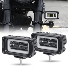 Pair 4 Rectangular Led Work Light Bar Spot Pods Driving Fog White Halo Offroad Pair 4 Rectangular Led Work Light Bar Spot Pods Driving Fog White Halo Offroad