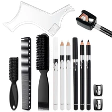 12Pcs Beard Shaper Tool Kit for Men Grooming, White Black Barber Pencil for L...