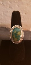 Native American Handmade Sterling  High Grade Turquoise Ring Size 6 5.3grams