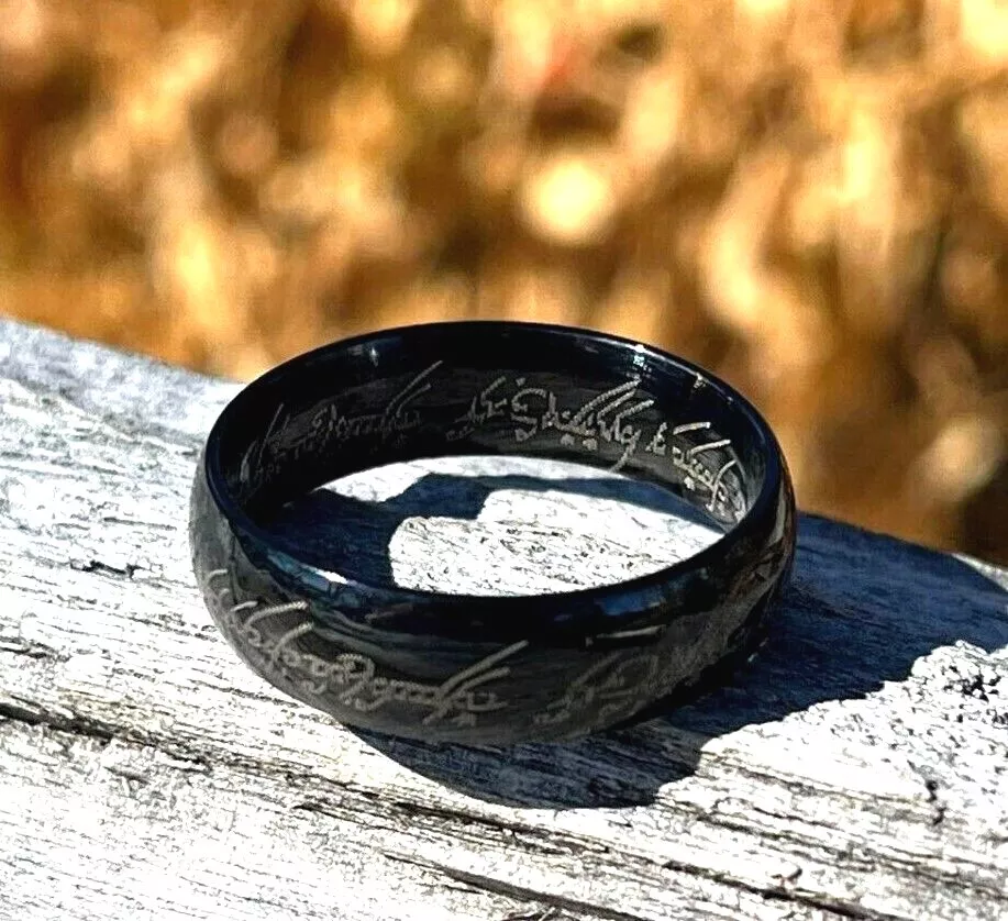 Black Lord of the Rings LOTR The One Ring Hobbit Elvish Steel Alloy Rings