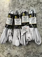 4 Pack Of GoGreen Power GG-19608 16/3 8’ 3 Outlet Extension Cord White 8 Ft Cord