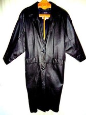 Wilsons~pelle Studio~women's Black Leather Thinsulate Insulated Long Trench Coat
