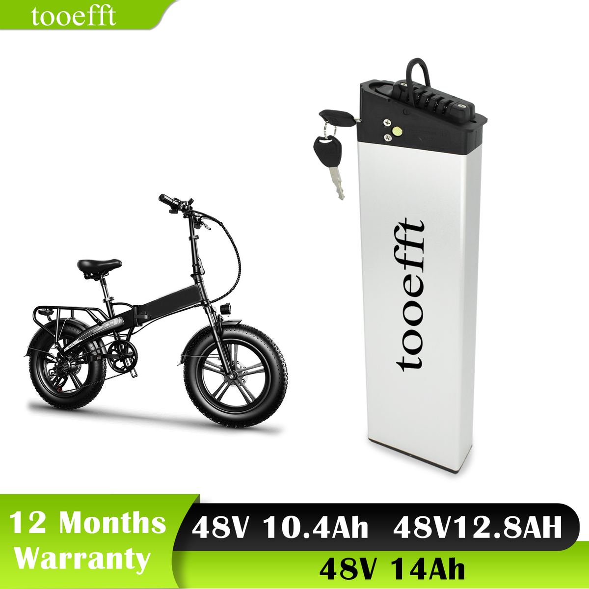 tooefft 48V 14Ah E-bike Battery Packs Electric Bicycle for