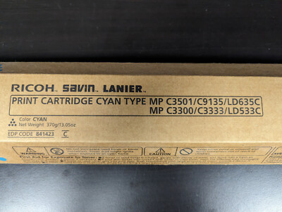 Ricoh 841423 Toner Cartridge Cyan for Aficio MP C3501 Multi-Function Printers