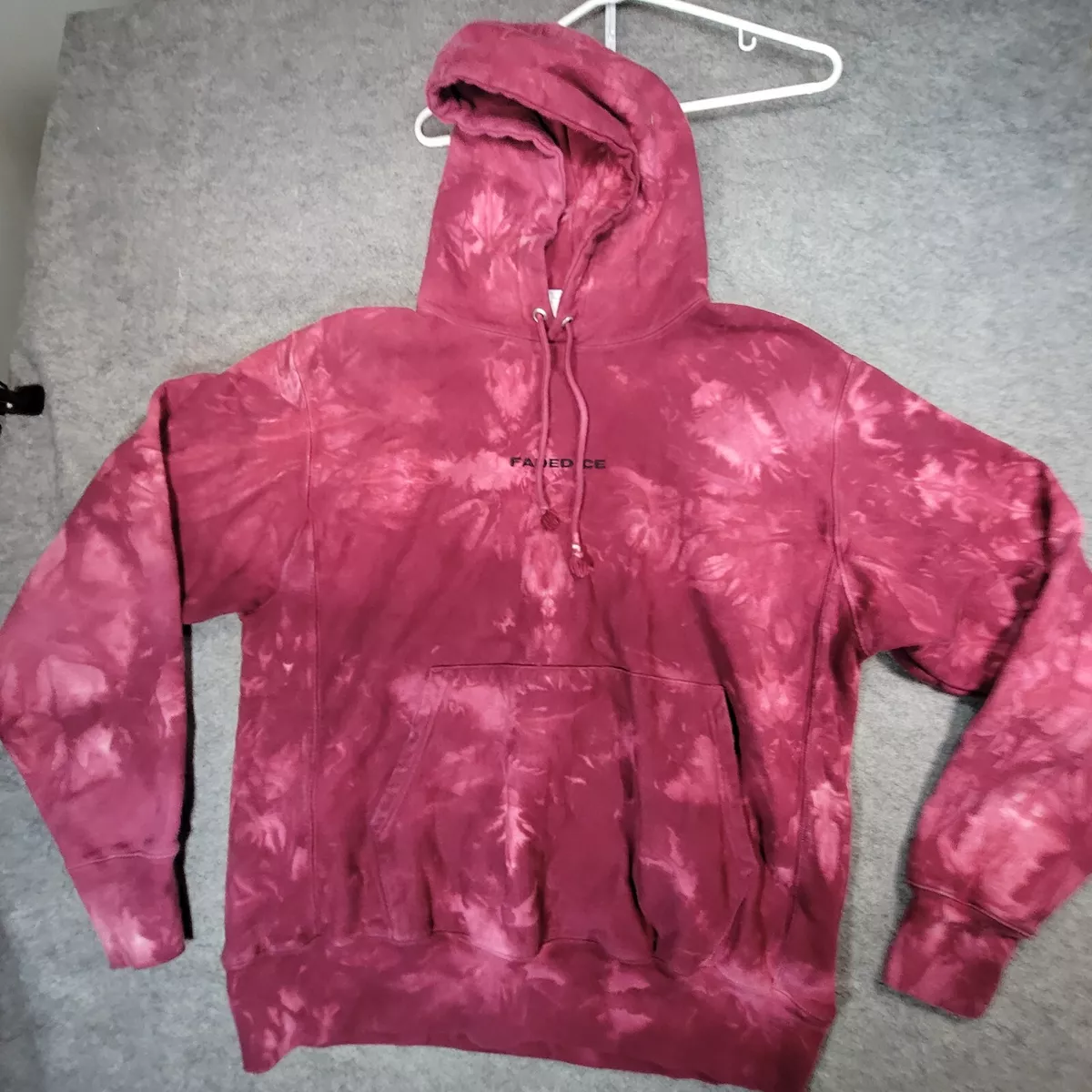 Champion Sweater Mens Large Maroon Reverse Weave Hoodie Tie Dye
