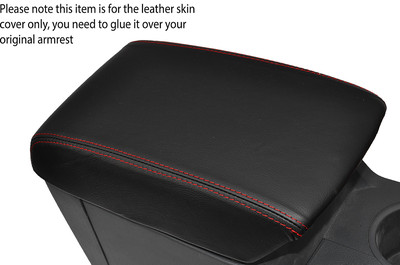 FCOLTIFQ Cuscino per Bracciolo Auto per Seat Ateca 2016-2023, Copri Bracciolo Memory Foam Porta Fazzoletti con 2 Tasche Imbottitura Centrale per Braccioli Accessori Interni, G/Red