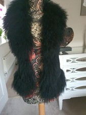 Black Ladies Women's Real  Leather Gilet Waistcoat .size 12