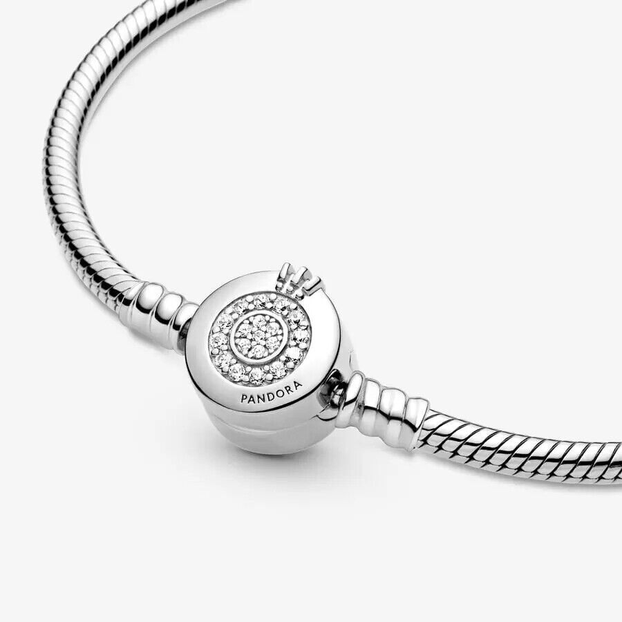 Authentic Pandora Bracelet, Sparkling O Crown #599046C01, Silver