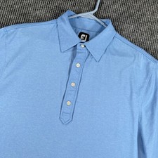 FootJoy Polo Shirt Mens Large Blue Solid Short Sleeve Golf Outdoor Casual