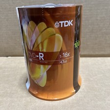 TDK DVD-R 1-16x spd 4.7 GB Recordable Disks Brand New Sealed 100 Pack Spindle