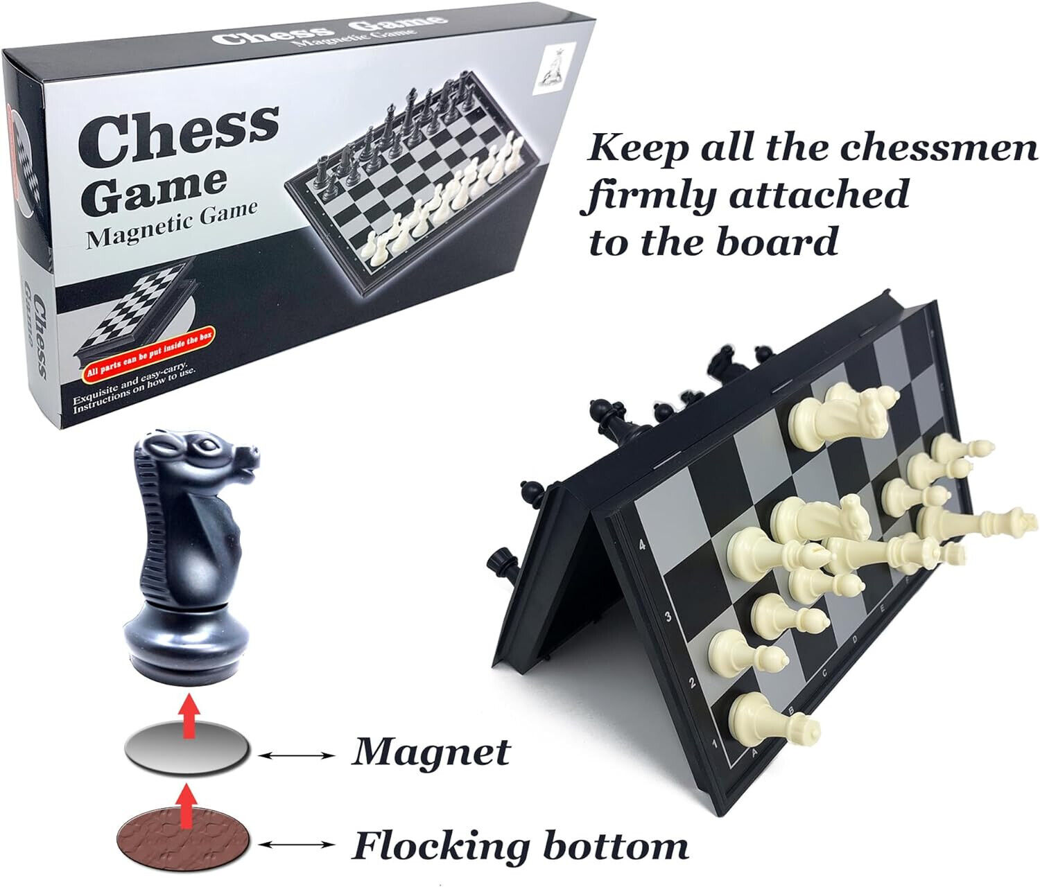 Schach, Magnetisches Schachspiel Schachbrett 36 x 36 cm 