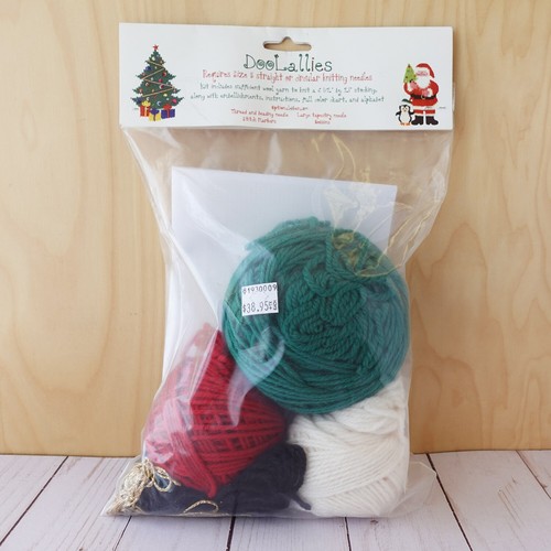 Doolallies Calza Natalizia Kit per Maglia ~ Cavallo a Dondolo ~ 100% Lana - Verde - Foto 2 di 2