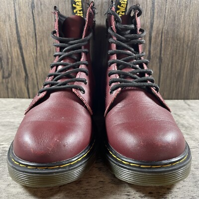 Dr. Martens 1460 J 8-Eye Boots Leather Zip Lace Up Cherry Red Mens
